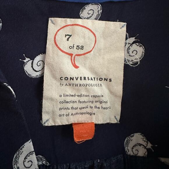 Anthropologie Snail Shirt Conversations Limited Edition Blue Sleeveless Preppy - Picture 4 of 6